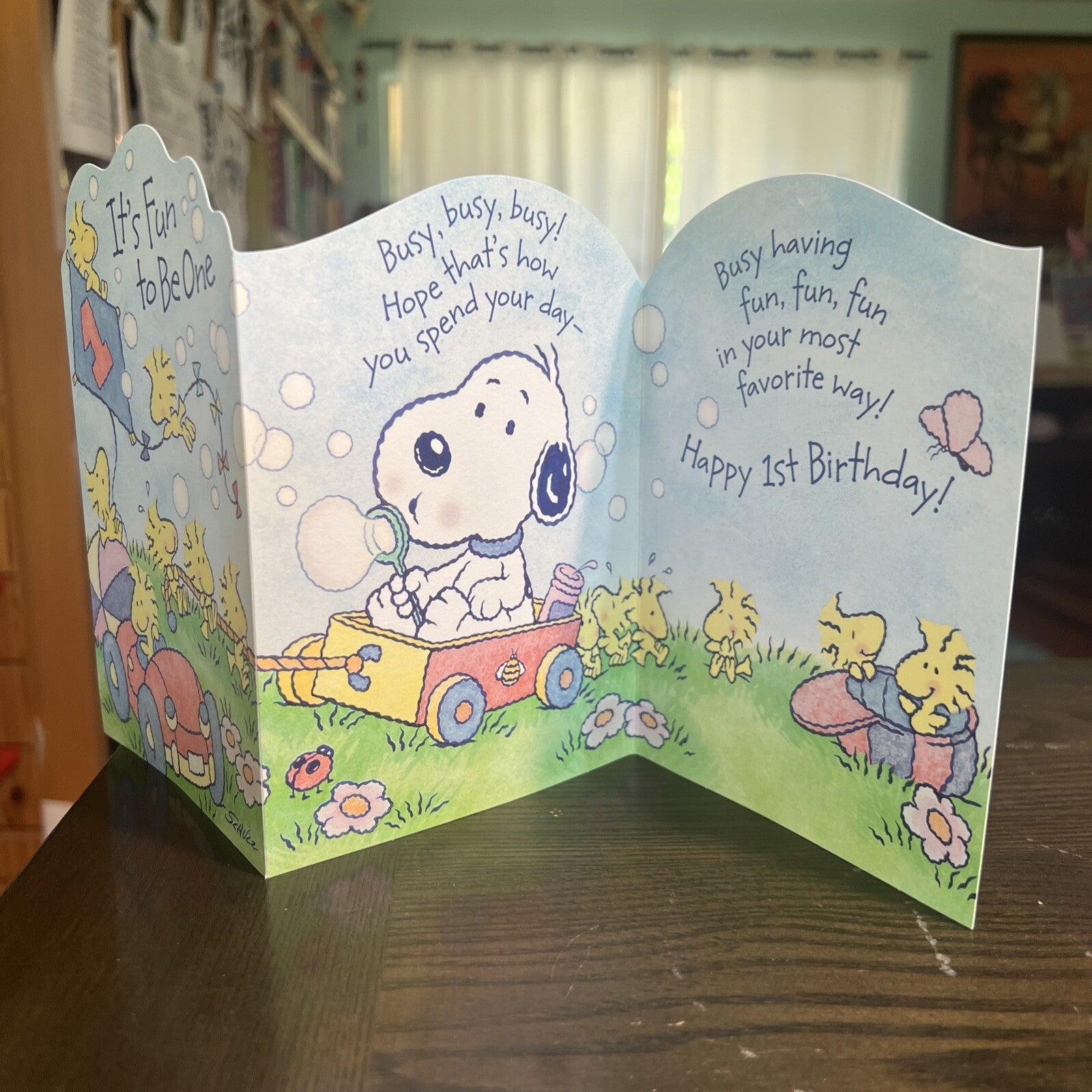 Peanuts Snoopy Woodstock Hallmark Greeting Card 7" x 4.75" 1 Year Old + Env
