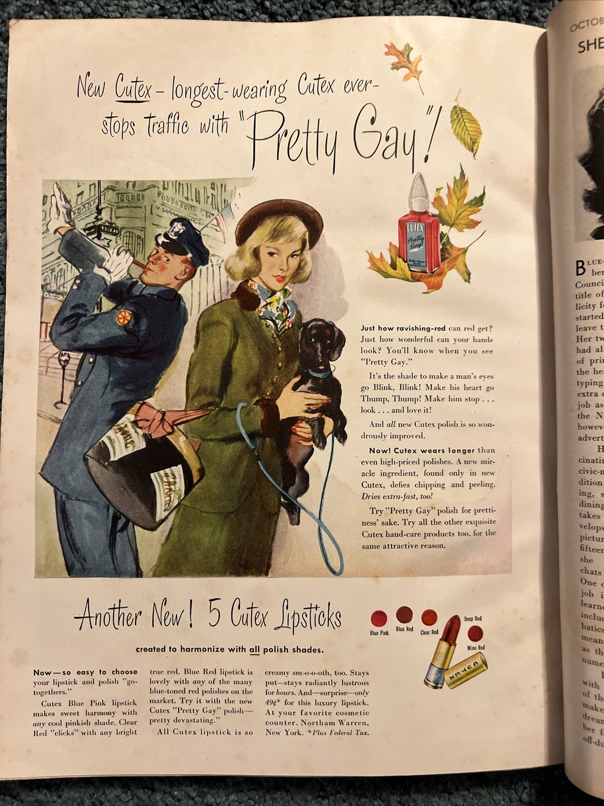 VINTAGE GLAMOUR MAGAZINE OCTOBER 1947 PRETTY GAY AD GOOD LOOKS AND LIVING