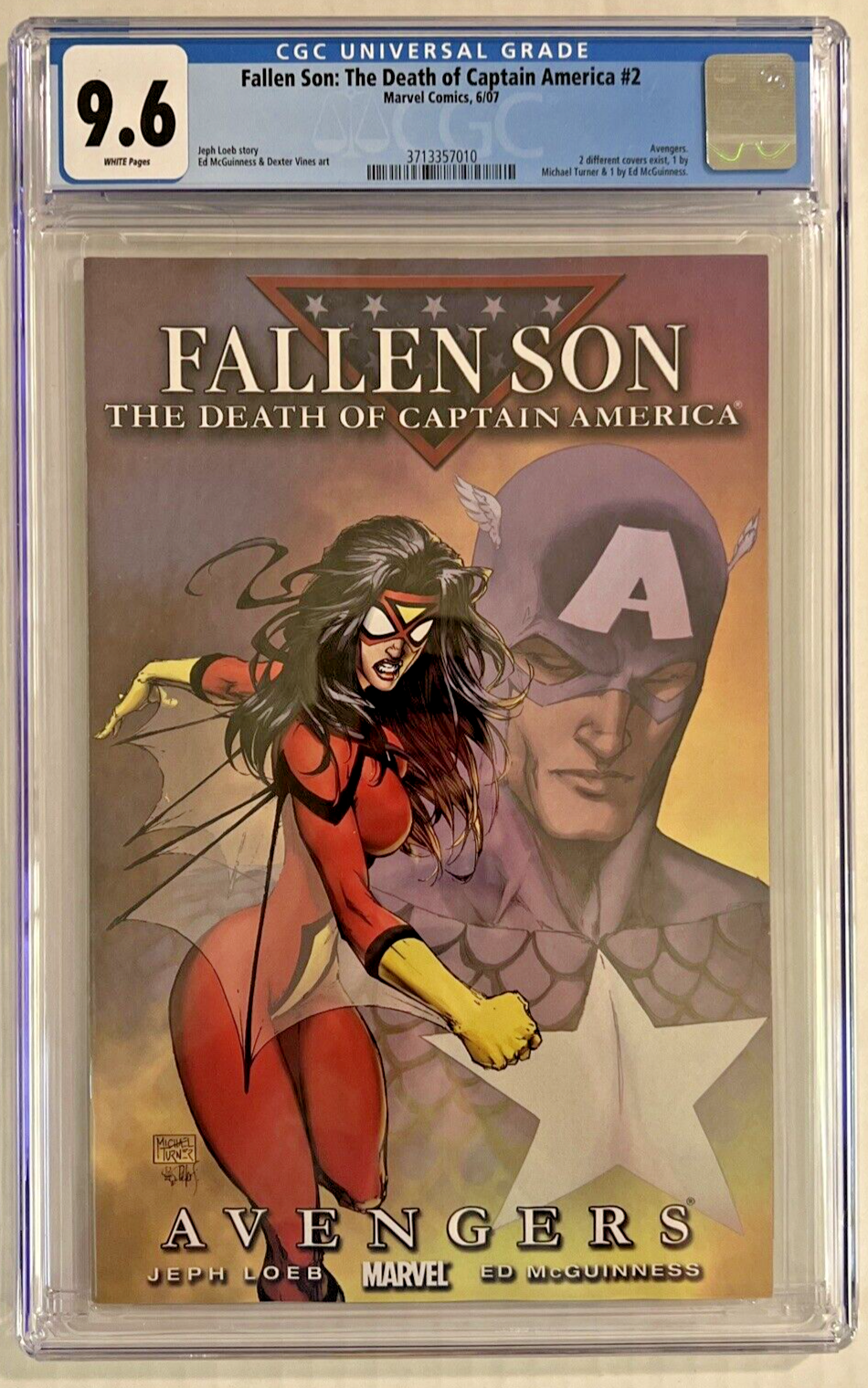 FALLEN SON DEATH OF CAPTAIN AMERICA #2 TURNER VARIANT SPIDERWOMAN CGC 9.6 2007