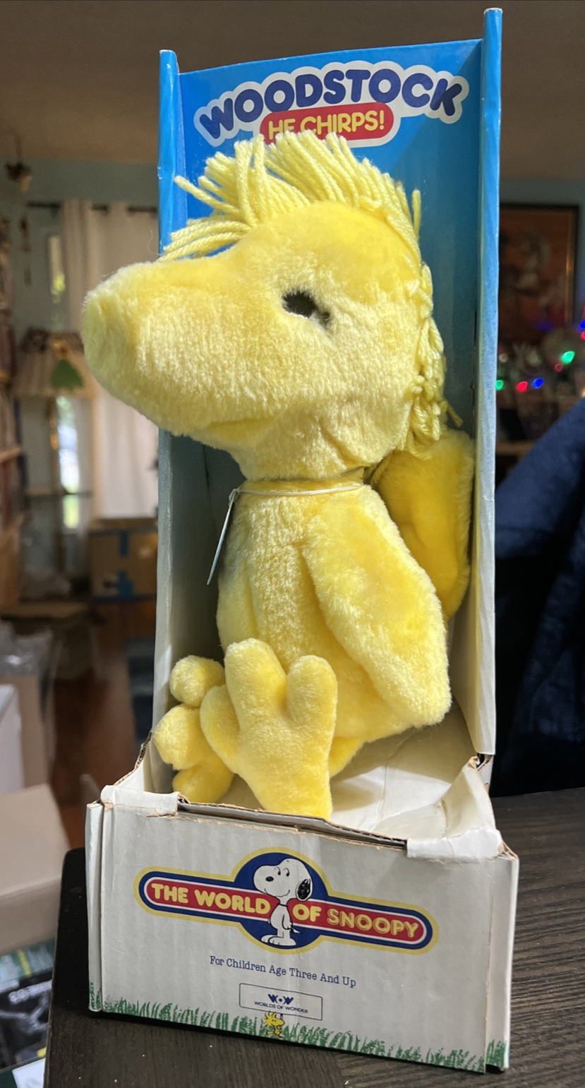 Vintage 1986 Worlds of Wonder Woodstock Plush Mouth & Wings Move & Chirps Snoopy