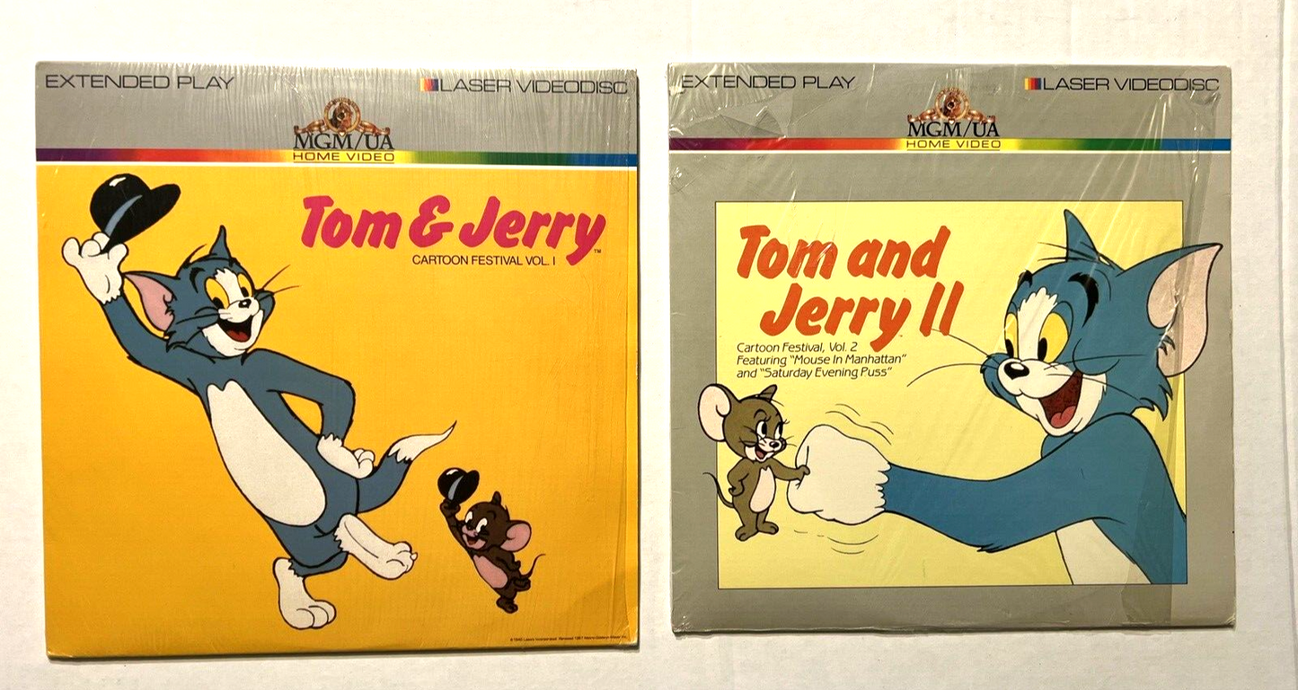 TOM and JERRY CARTOON FESTIVAL VOL 1 and 2 LASERDISC LD MGM EXCELLENT COND. RARE