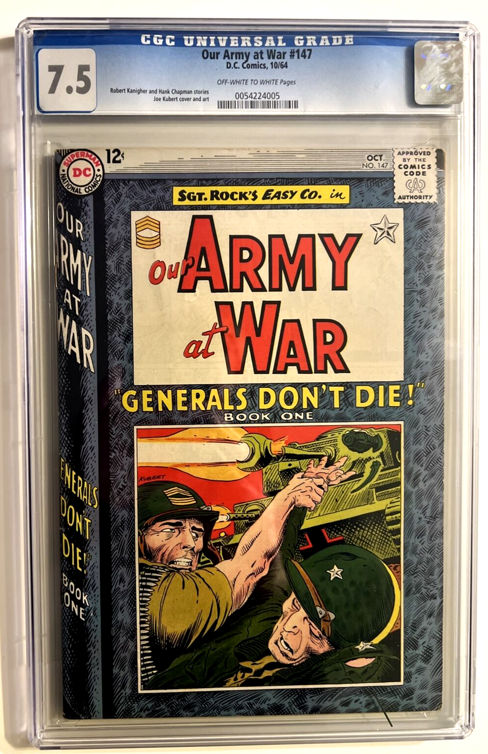 OUR ARMY AT WAR #147 CGC 7.5 DC COMICS 1964 SILVER AGE SGT ROCK JOE KUBERT