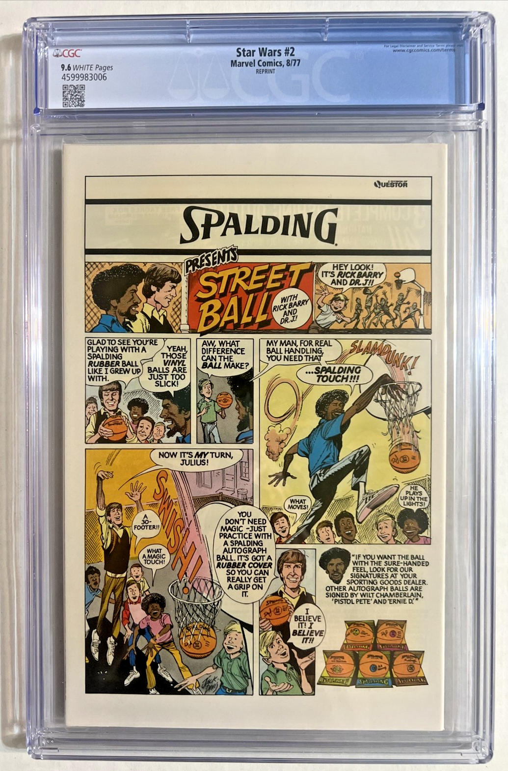 STAR WARS #2 CGC 9.6 MARVEL COMICS 1977 CHAYKIN REPRINT 8/77 WHITE PGS 30¢ W/UPC