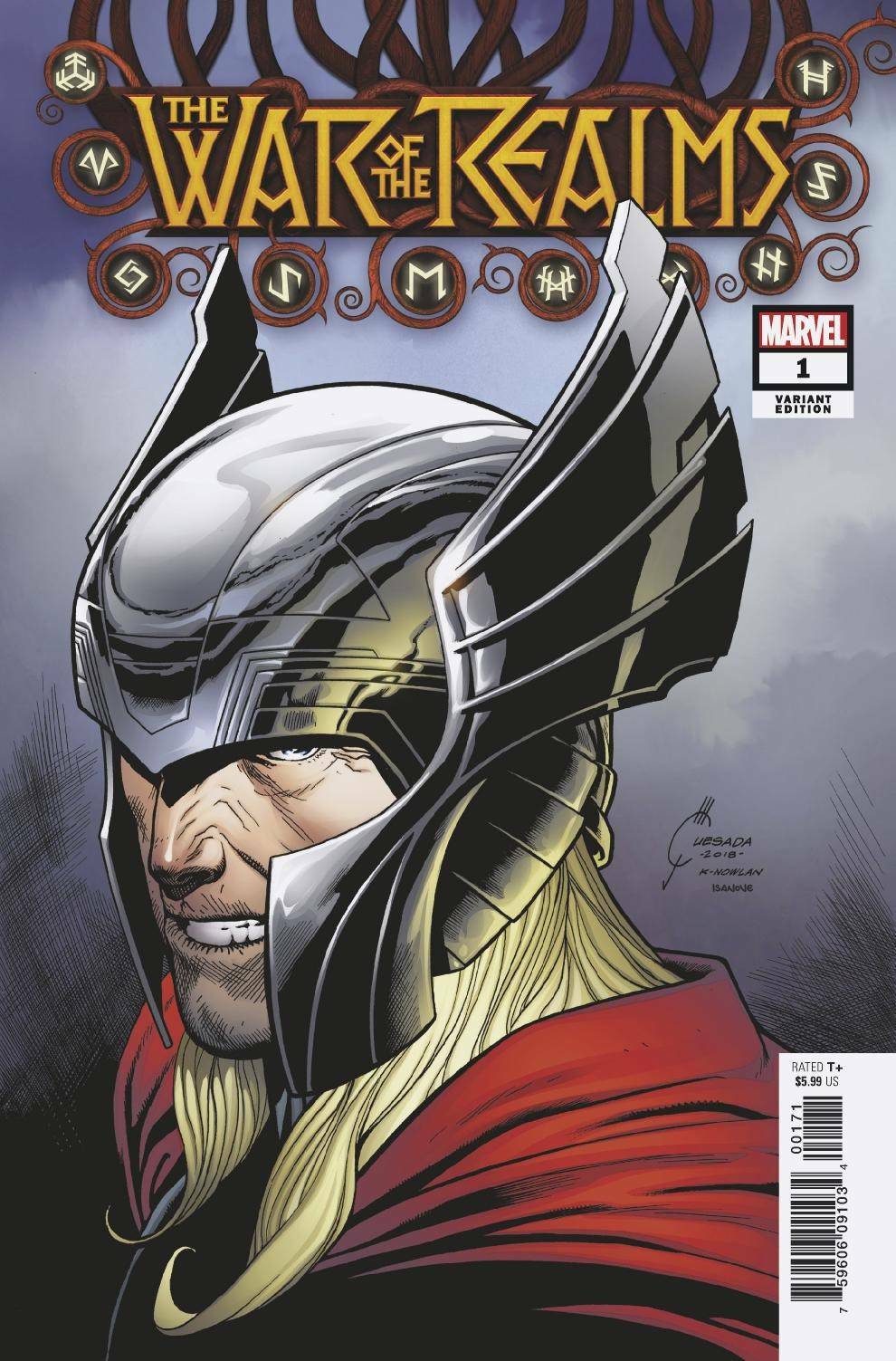 WAR OF REALMS #1 1:50 QUESADA THOR VARIANT MARVEL NM 1st PRINT