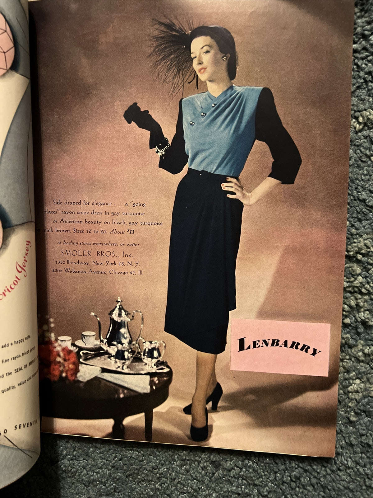 VINTAGE GLAMOUR MAGAZINE OCTOBER 1947 PRETTY GAY AD GOOD LOOKS AND LIVING