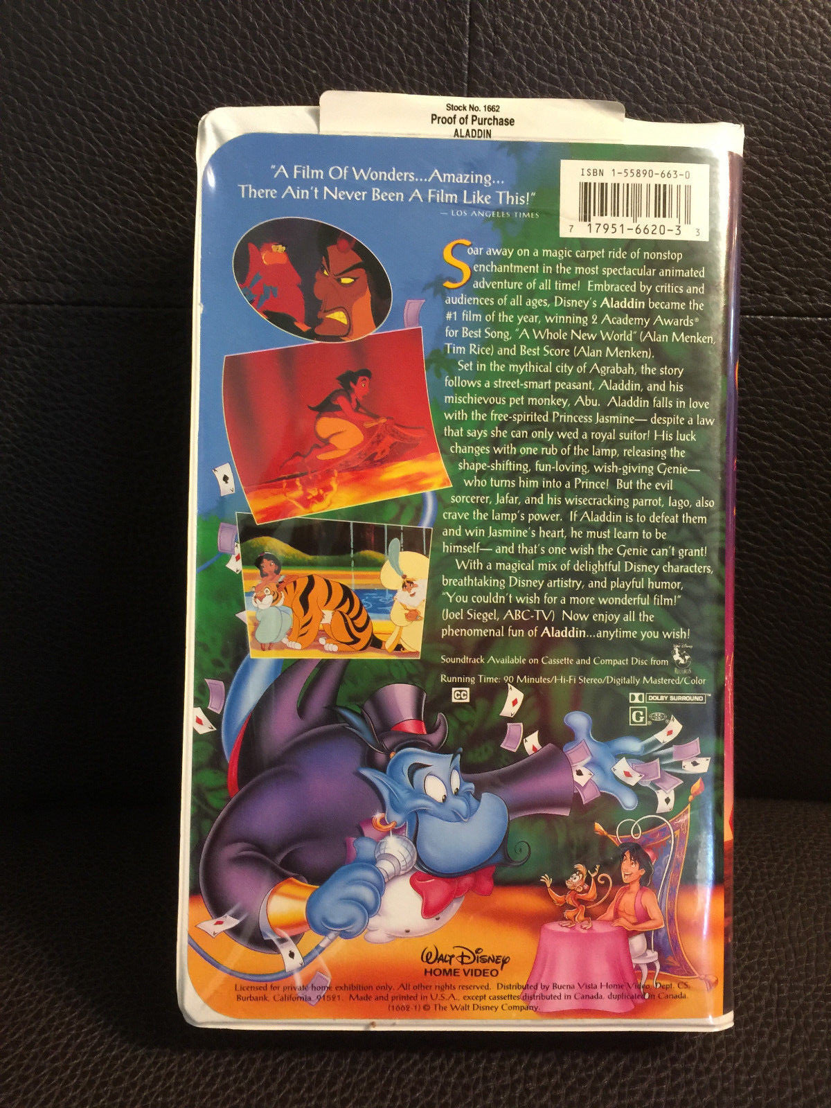 Walt Disney Black Diamond Classic Aladdin VHS 1993) Vintage Stock #1662