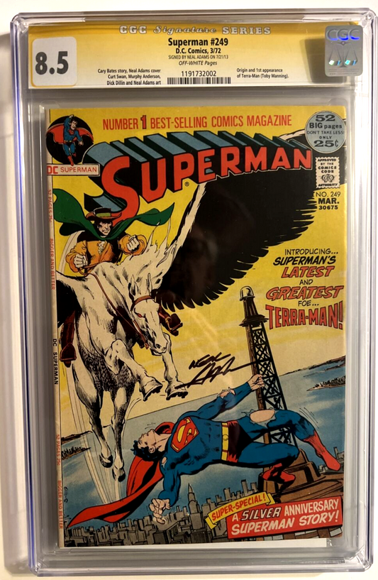 SUPERMAN #249 CGC 8.5 SIGNATURE SERIES NEAL ADAMS COVER signed 7/21/2013