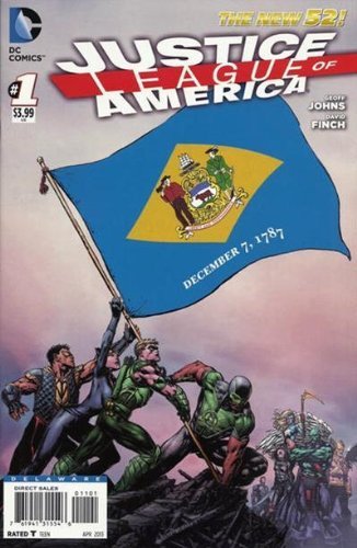 JUSTICE LEAGUE OF AMERICA #1 DELAWARE FLAG VARIANT COVER GEOFF JOH NM 1ST PRINT