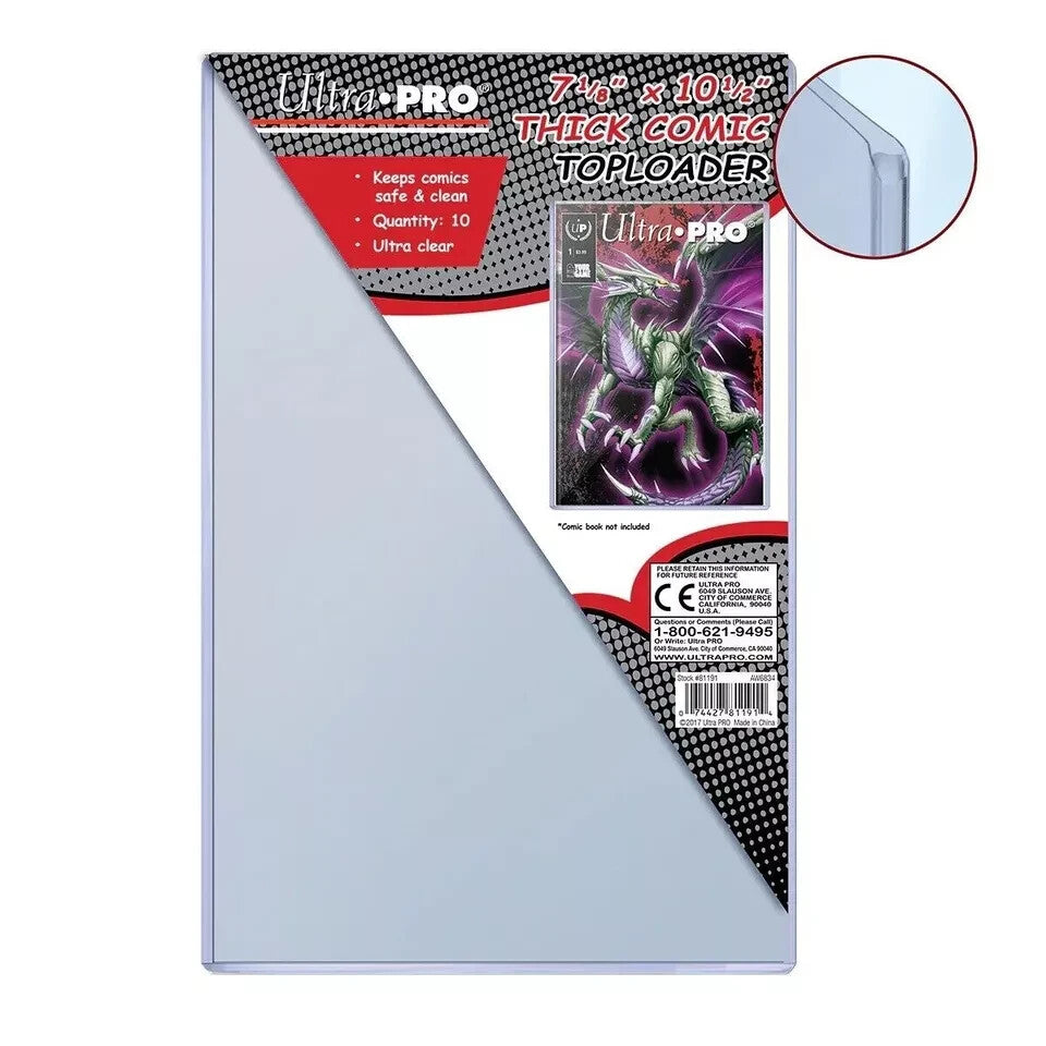 10-Pack Ultra Pro Thick Comic Book Toploaders 7-1/8"x10-1/2" Storage Protector
