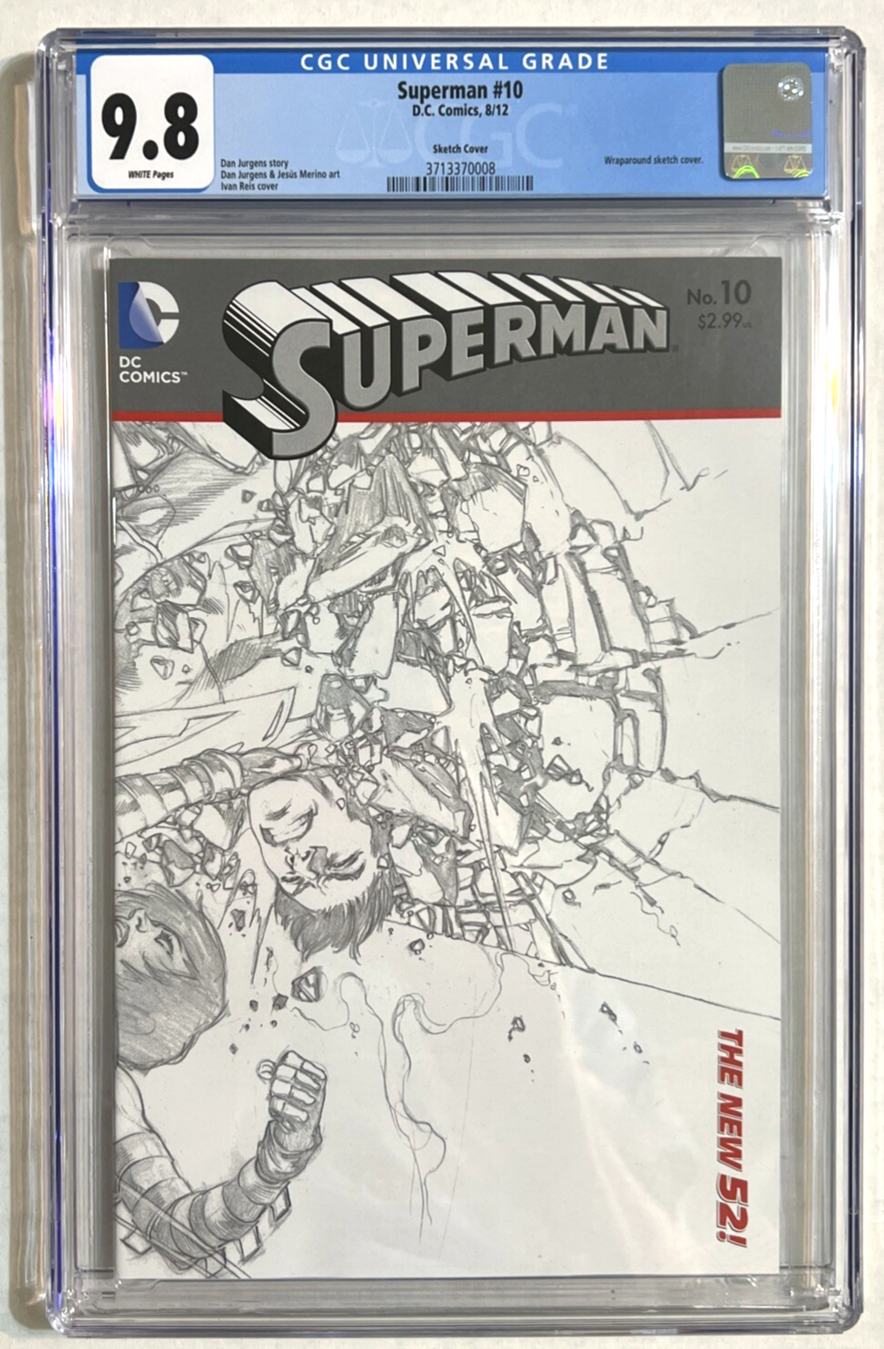 SUPERMAN NEW 52 #10 CGC 9.8 1:25 REIS SKETCH VARIANT DC COMICS 2012