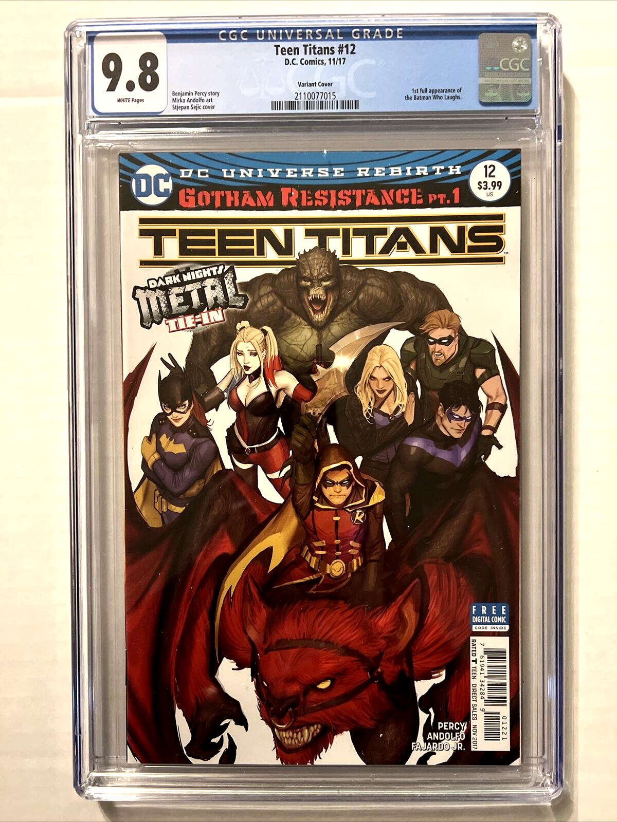 TEEN TITANS #12 CGC 9.8 VARIANT 1st FULL BATMAN WHO LAUGHS DC COMICS 2017