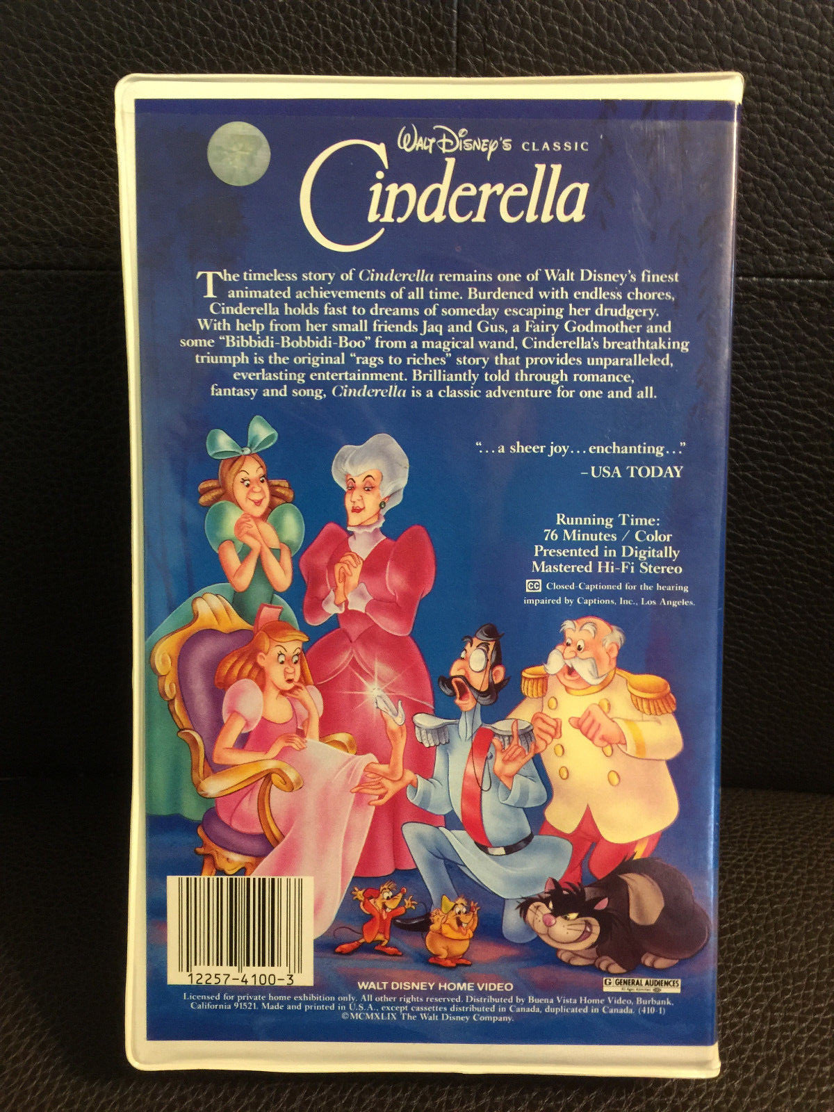 Walt Disney Black Diamond Classics Cinderella VHS 1988 Vintage Stock #410