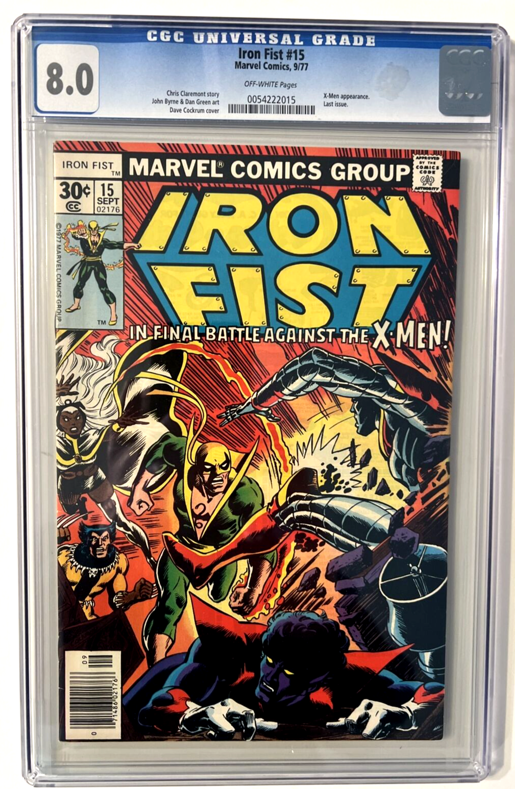IRON FIST #15 CGC 8.0 MARVEL COMICS 1977 BYRNE X-MEN COVER AND STORY