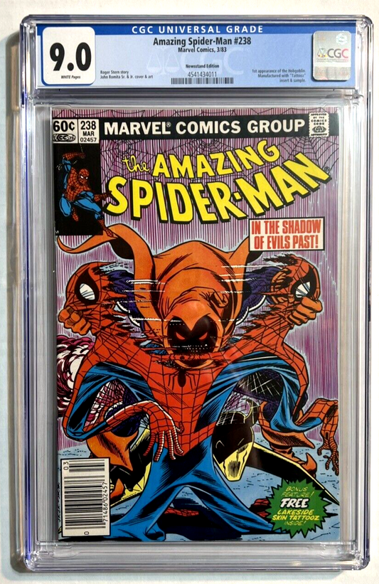 AMAZING SPIDER-MAN #238 CGC 9.0 NEWSSTAND VARIANT TATOOZ 1st HOBGOBLIN WHITE PGS