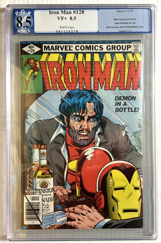 IRON MAN #128 PGX 8.5 MARVEL 1979 CLASSIC ALCOHOLISM COVER