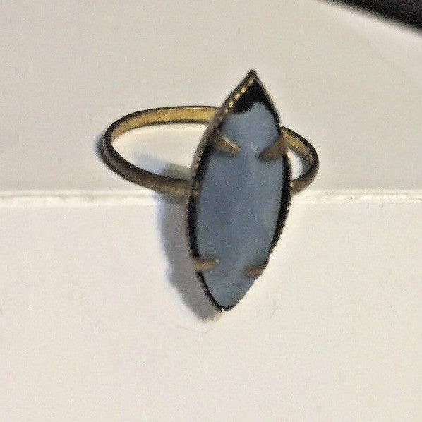 VINTAGE BRASS RING MADE IN CZECHOSLOVAKIA GEM-CUT LIGHT PURPLE 15MM