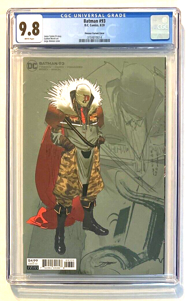 BATMAN #93 CGC 9.8 1:25 DC COMICS 2020 JIMENEZ DESIGN VARIANT DESIGNER