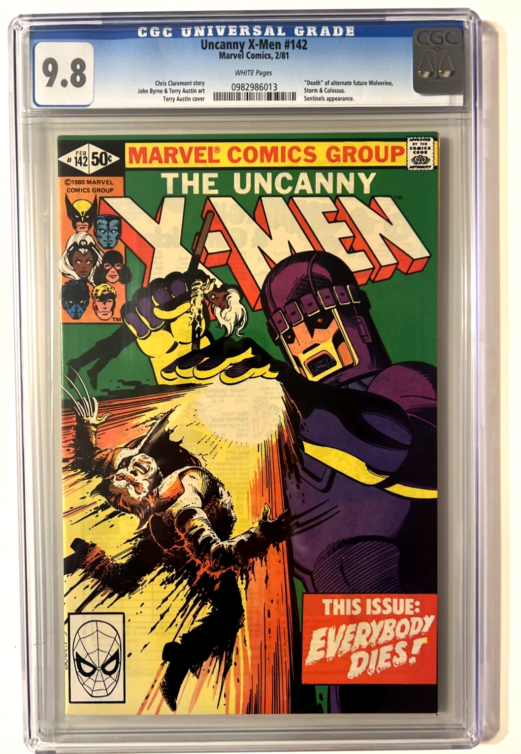 UNCANNY X-MEN #142 CGC 9.8 MARVEL COMICS 1981 CLASSIC BYRNE COVER EVERYBODY DIES