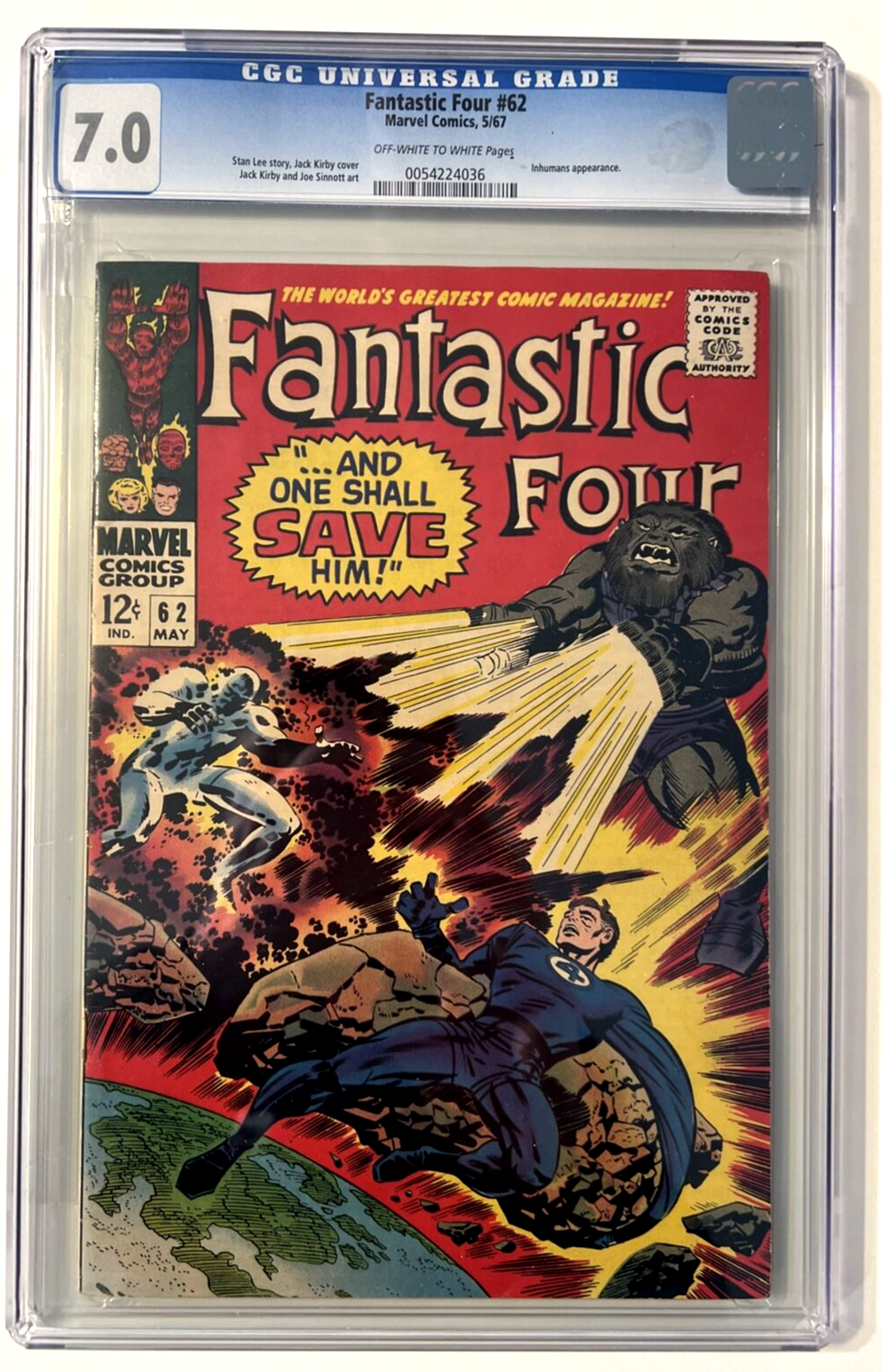 FANTASTIC FOUR #62  CGC 7.0 1st BLASTAAR STAN LEE JACK KIRBY SILVER AGE 1967