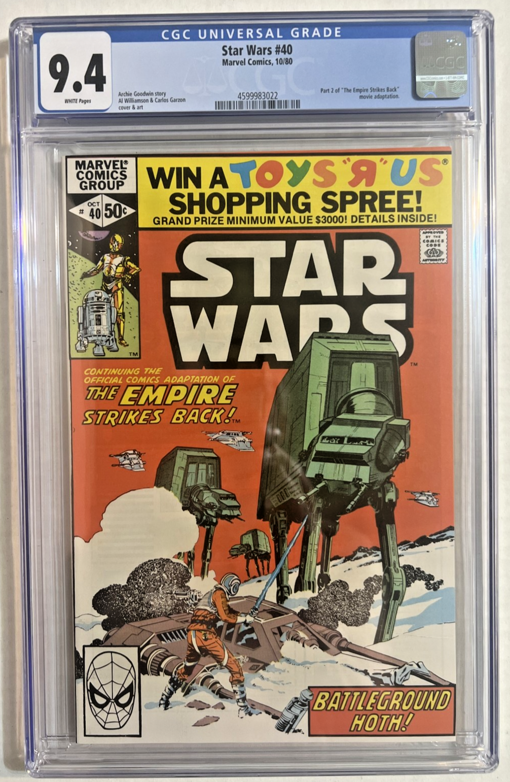 STAR WARS #40 CGC 9.4 MARVEL COMICS EMPIRE STRIKES BACK PART 2 1980 WHITE PAGES