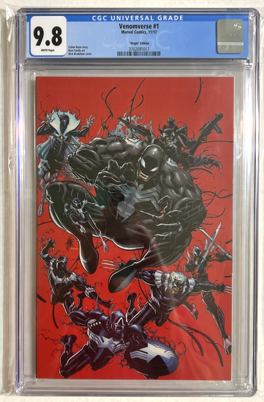 VENOMVERSE #1 CGC 9.8 VIRGIN VARIANT 1:100 NICK BRADSHAW MARVEL COMICS 2017