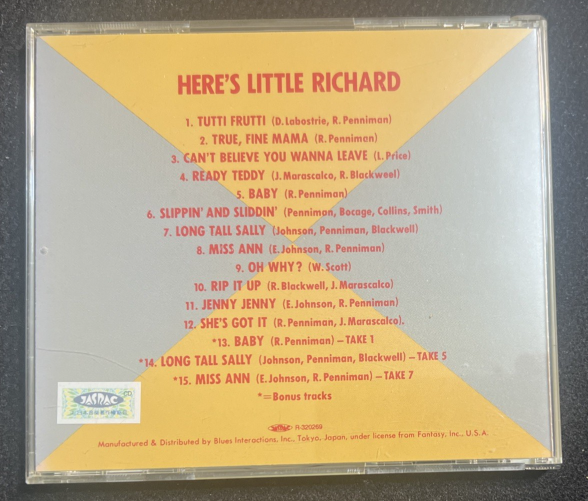 HERE'S LITTLE RICHARD JAPAN IMPORT CD 3 BONUS SONGS PCD-1901 SPECIALTY 1993
