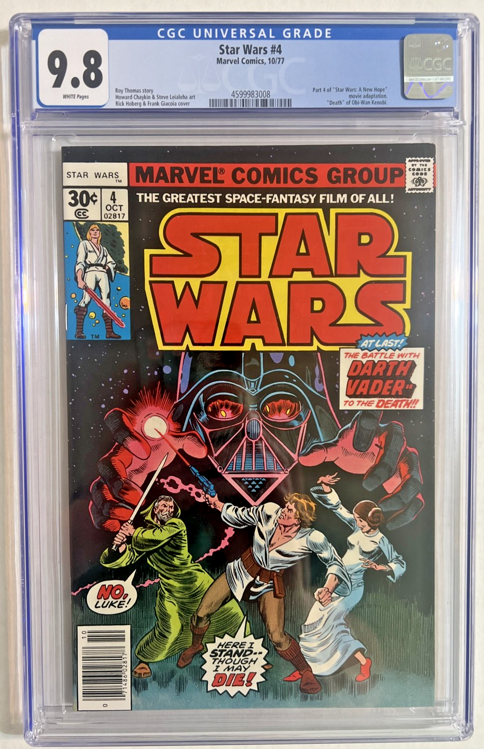 STAR WARS #4 CGC 9.8 MARVEL COMICS 1977 WHITE PGS 30¢ w/UPC 1st PRINT