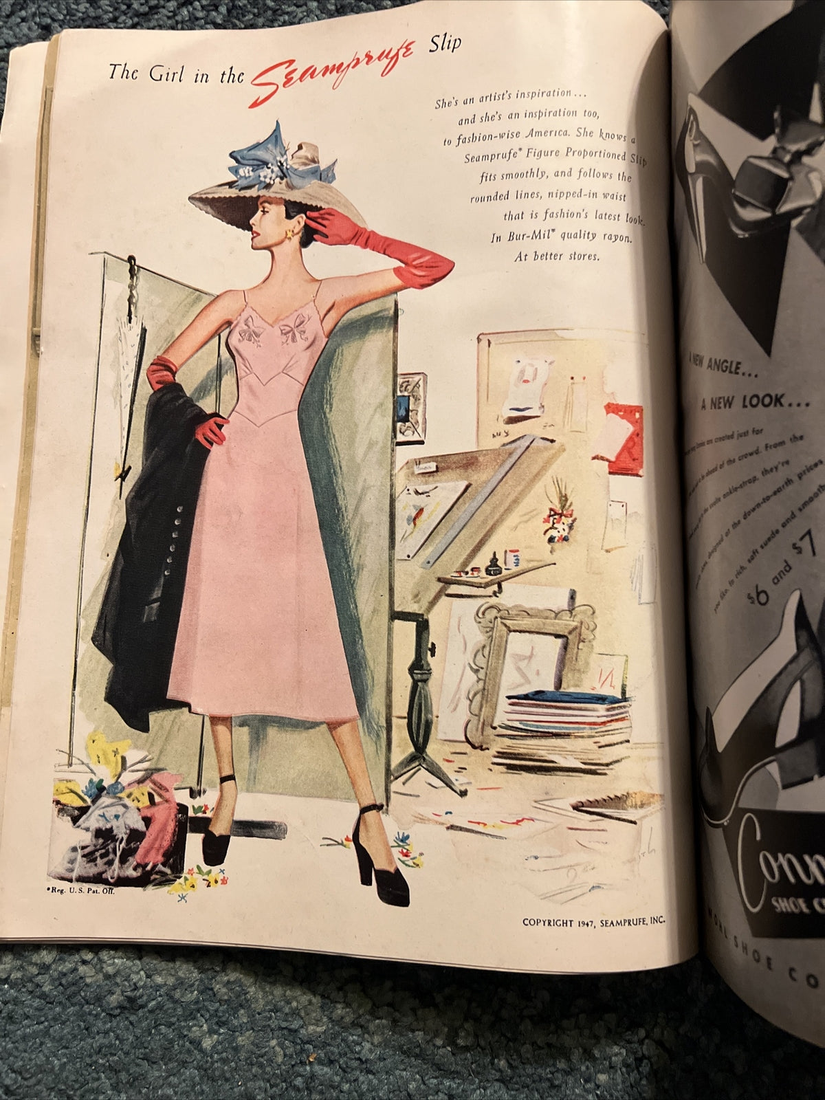 VINTAGE GLAMOUR MAGAZINE OCTOBER 1947 PRETTY GAY AD GOOD LOOKS AND LIVING