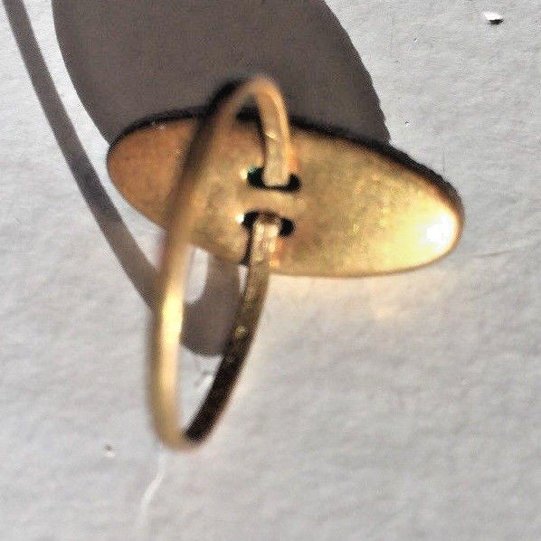 VINTAGE BRASS RING MADE IN CZECHOSLOVAKIA OPAQUE GREEN OVAL 15MM