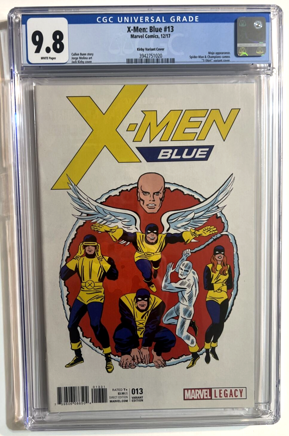 X-MEN BLUE #13 CGC 9.8 MARVEL COMICS KIRBY T-SHIRT VARIANT COVER 2017