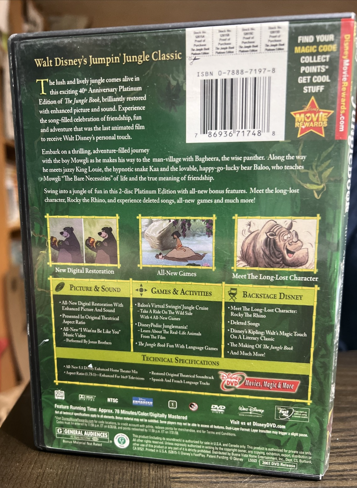The Jungle Book DVD Platinum Edition Disney 40th Anniversary Edition 2 DVD Set