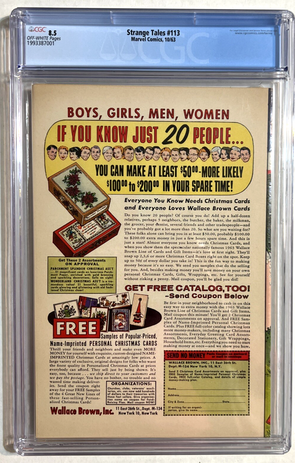 STRANGE TALES #113 CGC 8.5 STAN LEE KIRBY DITKO MARVEL 1963 1ST app PLANTMAN