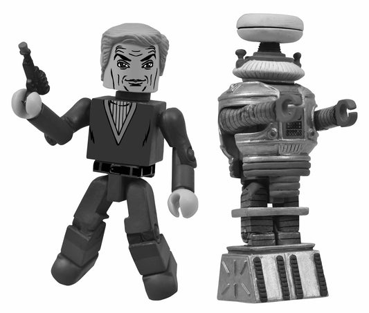 LOST IN SPACE DR SMITH & ROBOT B9 MINIMATES SDCC EXCLUSIVE BLACK WHITE VERSIONS