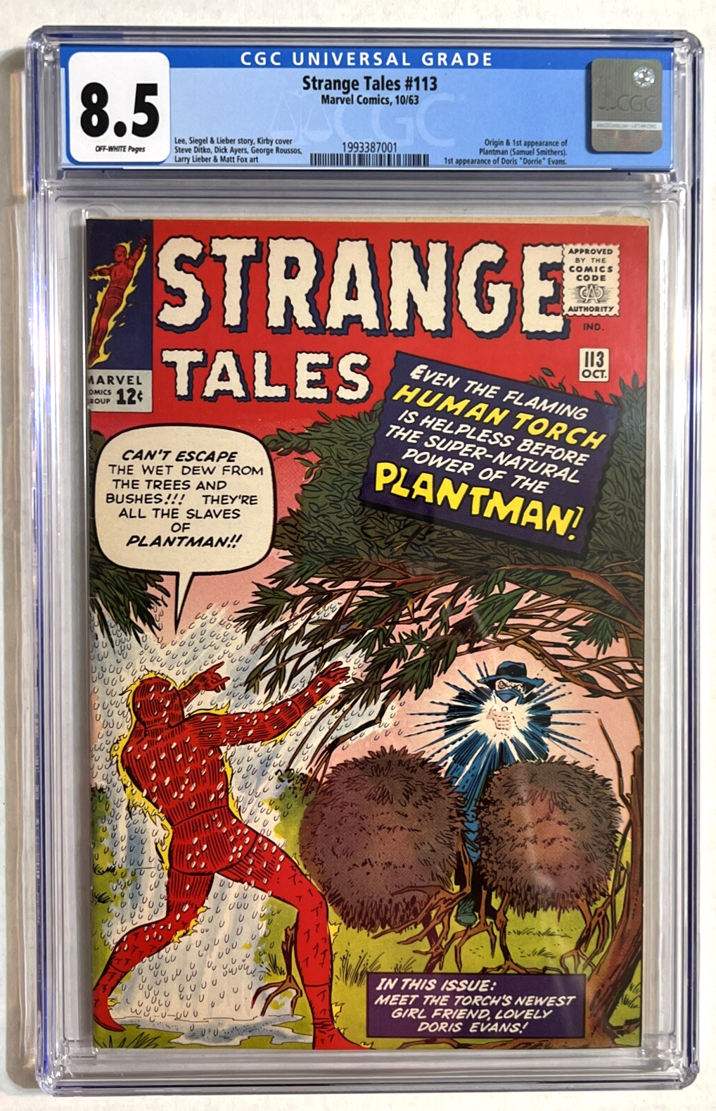 STRANGE TALES #113 CGC 8.5 STAN LEE KIRBY DITKO MARVEL 1963 1ST app PLANTMAN