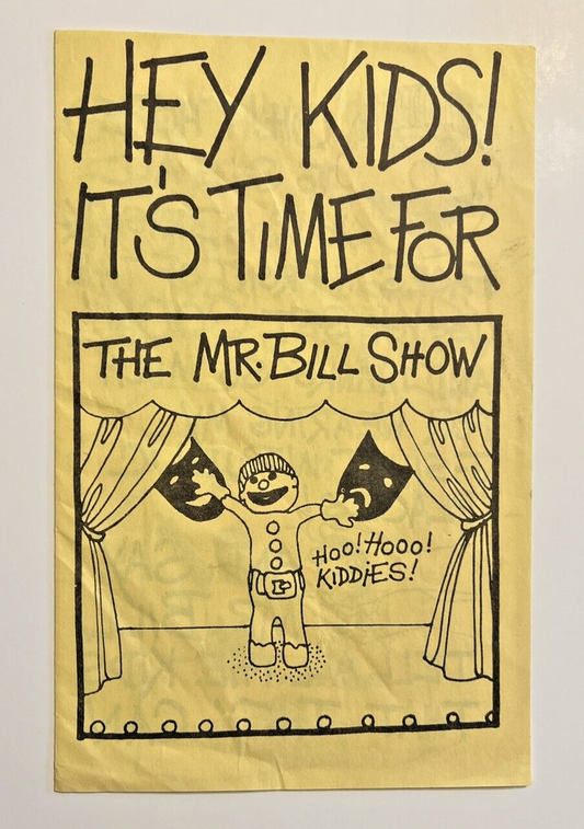 MR BILL SHOW T-SHIRT ADVERTISING LEAFLET PROMO 1979 ORIGINAL + clips