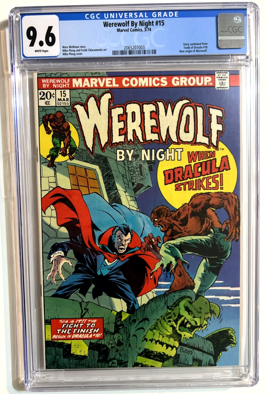 WEREWOLF BY NIGHT #15 CGC 9.6 MARVEL COMICS 1974 BRONZE AGE DRACULA WHITE PAGES