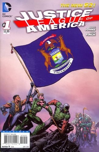 JUSTICE LEAGUE OF AMERICA #1 MICHIGAN FLAG VARIANT COVER GEOFF JOH NM 1ST PRINT
