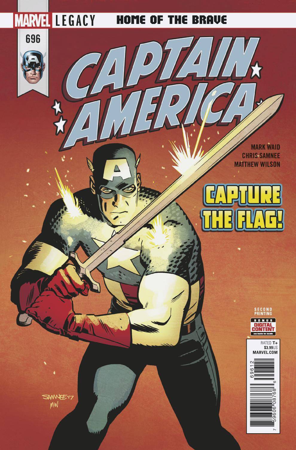 CAPTAIN AMERICA #696 2ND PRINT SAMNEE VARIANT LEGACY MARVEL COMICS NM