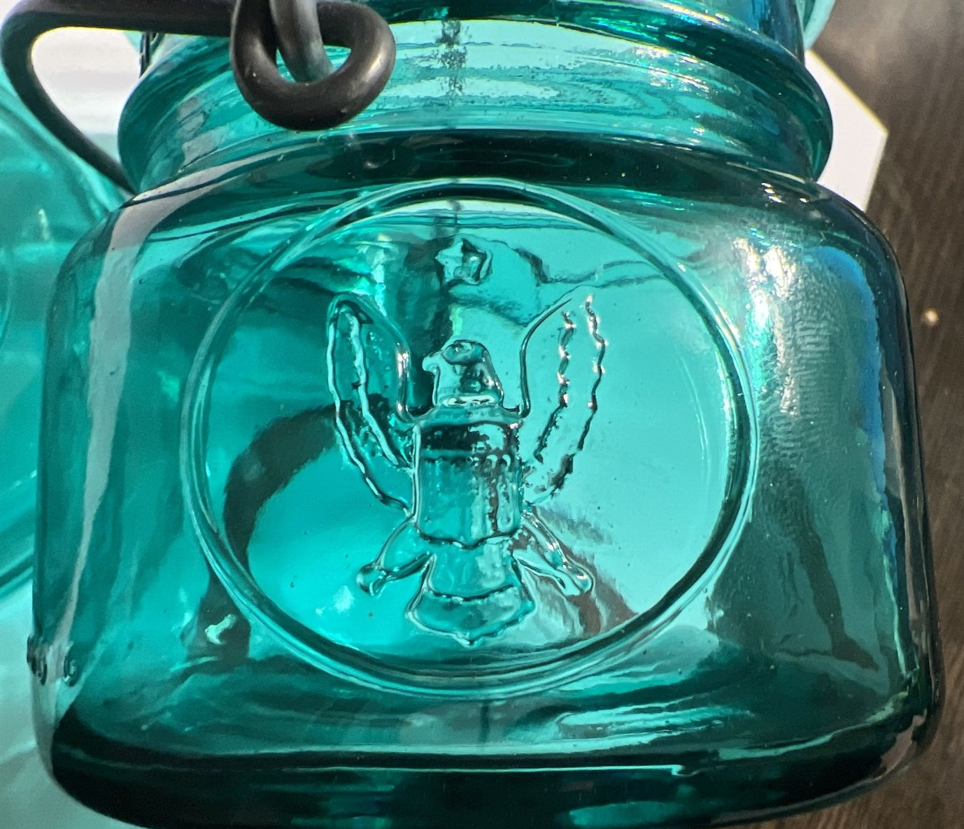 Vintage Ball Ideal Blue Green Bicentennial Eagle 1/2 Pint Mason Jar Lid Seal