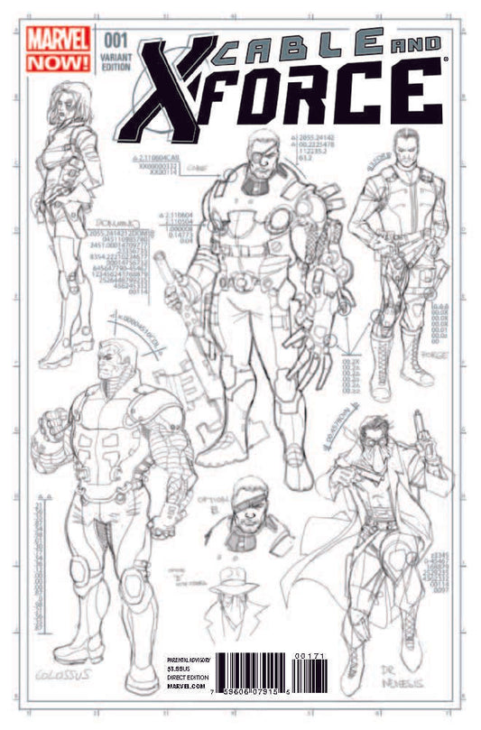 CABLE AND X-FORCE #1 LARROCA DESIGN SKETCH VARIANT MARVEL NM 1st PRINT