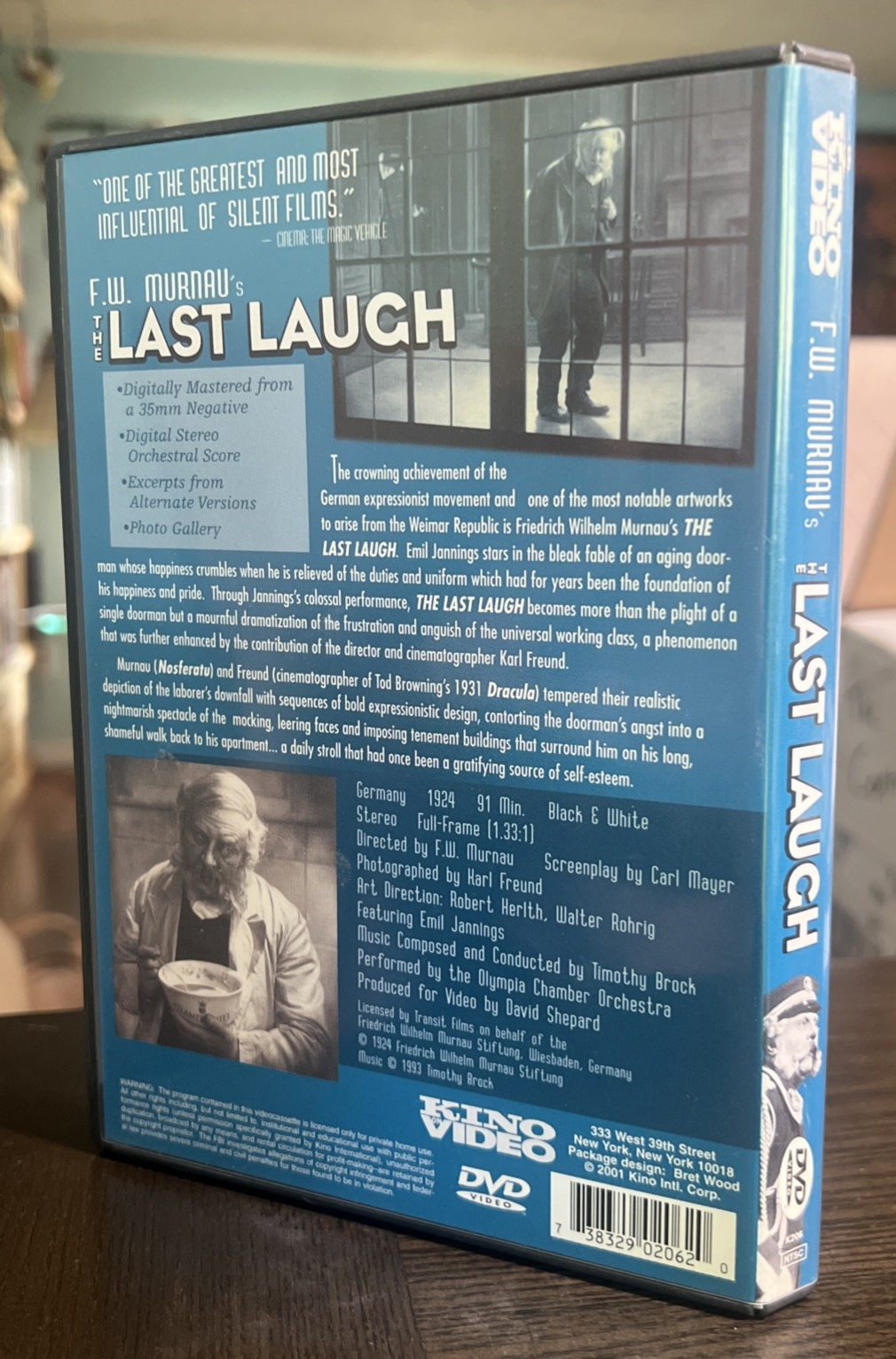 THE LAST LAUGH  DVD 1924 FW MURNAU KINO VIDEO CLASSIC GERMAN FILM