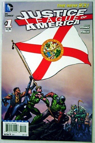 JUSTICE LEAGUE OF AMERICA #1 FLORIDA FLAG VARIANT GEOFF JOHNS NM 1ST PRINT