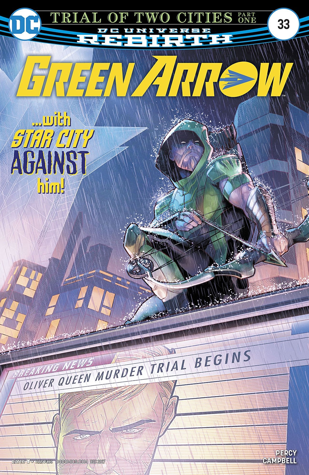 GREEN ARROW #34 MAIN COVER REBIRTH DC NM