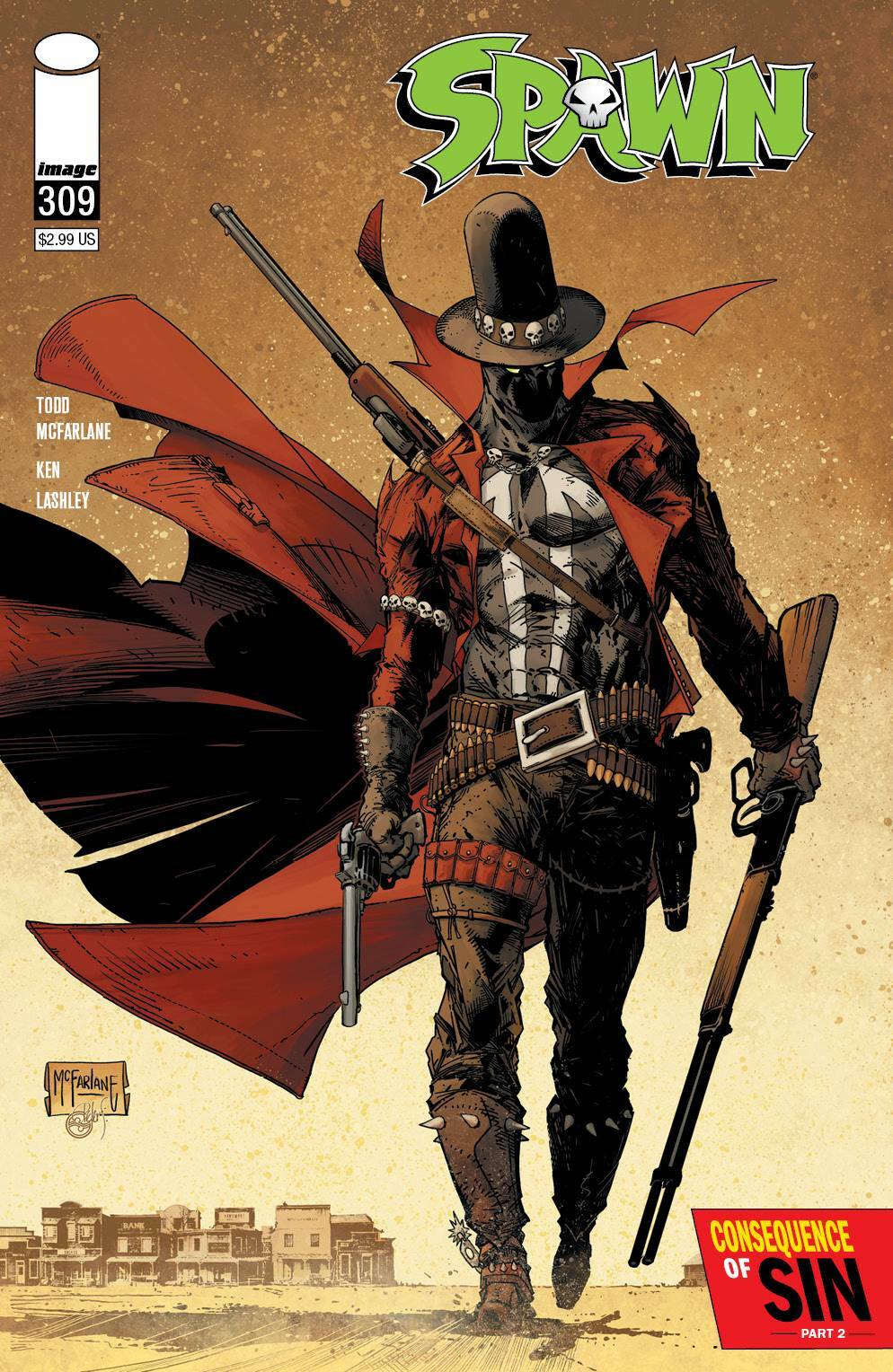 SPAWN #309 MCFARLANE GUNSLINGER VARIANT COVER NM- 2nd PRINT IMAGE 2020