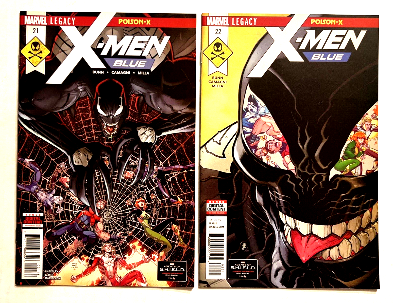 SET OF 2 X-MEN BLUE #21 AND #22 VENOM POISON-X MARVEL COMICS NM 2018