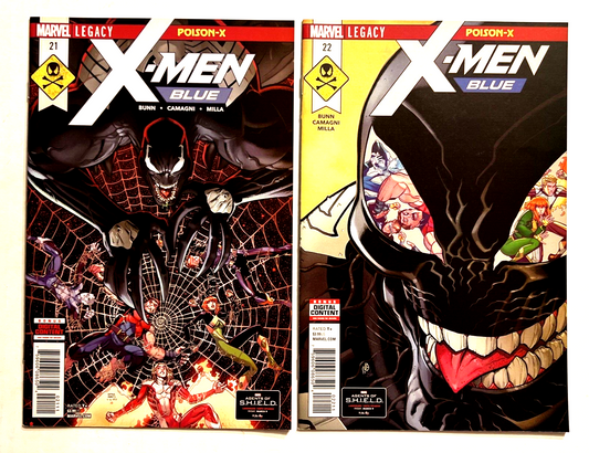 SET OF 2 X-MEN BLUE #21 AND #22 VENOM POISON-X MARVEL COMICS NM 2018
