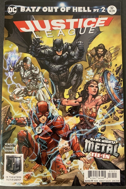 JUSTICE LEAGUE #32 VARIANT COVER DARK NIGHT'S METAL DC COMICS 2017 1st PRINT NM