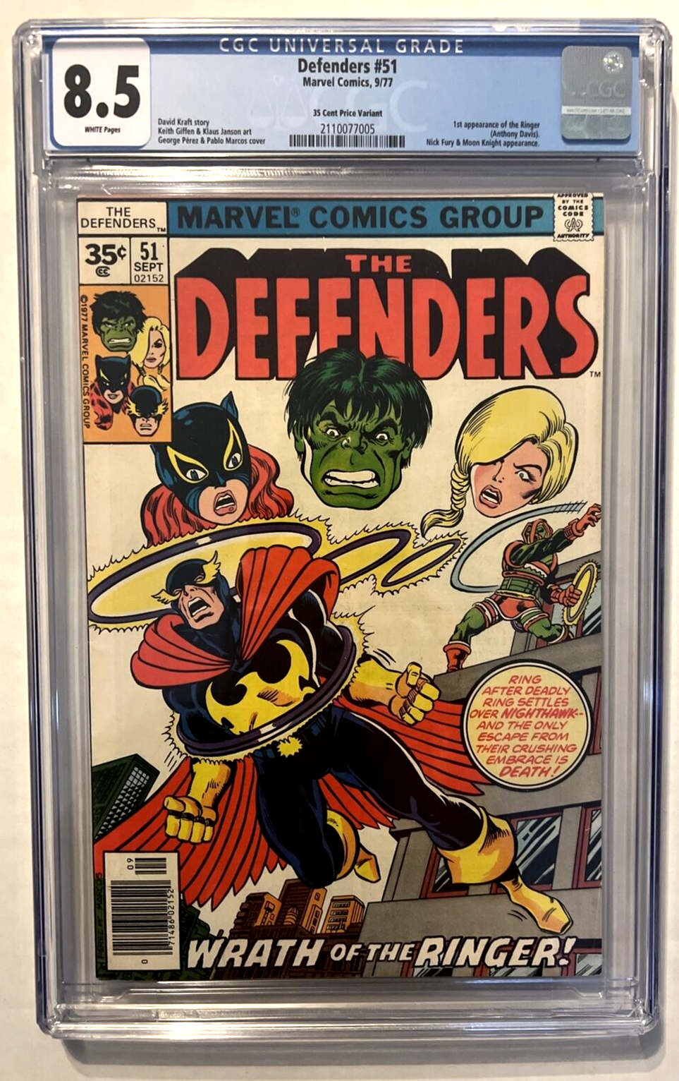 DEFENDERS #51 CGC 8.5 MARVEL COMICS 1977 BRONZE AGE 35 CENT VARIANT WHITE PAGES