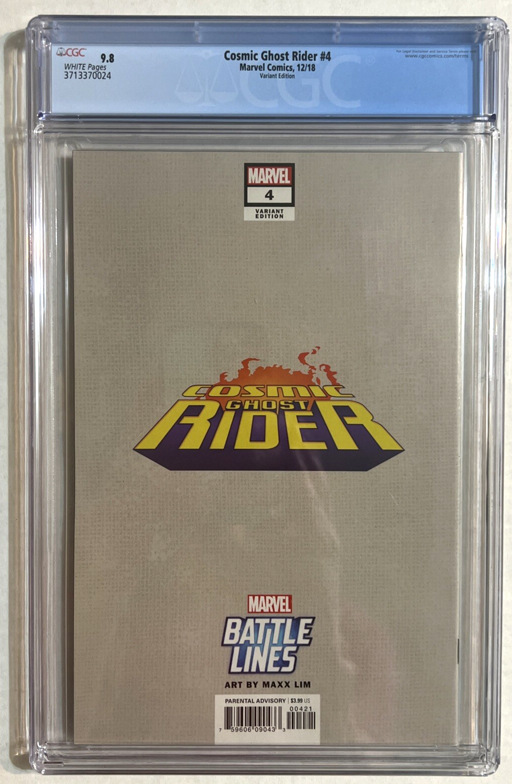 COSMIC GHOST RIDER #4 CGC 9.8 BATTLE LINES VIRGIN VARIANT MARVEL 2018