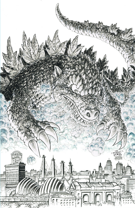 Godzilla vs. America: Kansas City Variant Ri 1:50 Moody & Williams II Black & White Full Art NM
